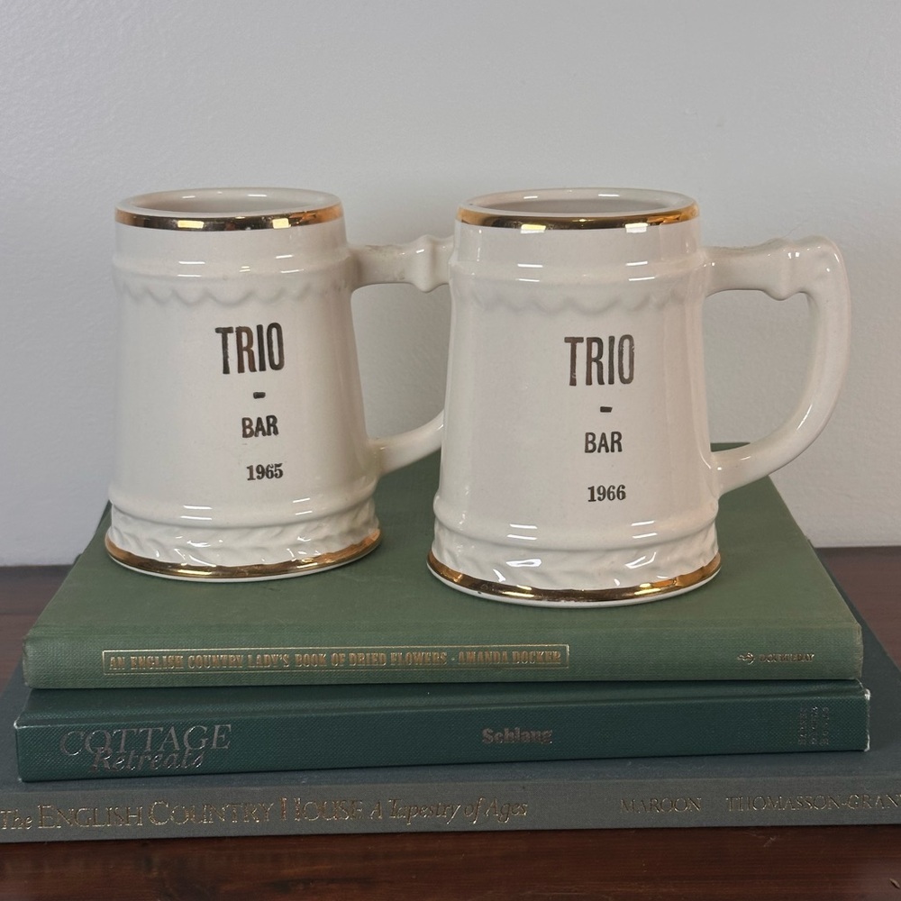 Vintage Gold Trimmed Ceramic Mug 1965 1966 Set